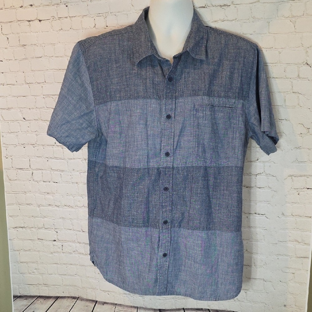 Levi's Button Down Shirt Mens XL Blue Excellent Colorblock Short Sleeve Casual